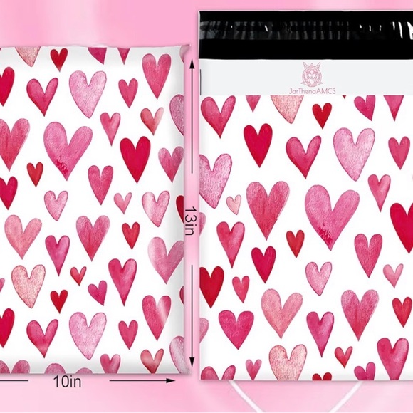 25✨10x13Heart PinkRed Pattern Poly Mailers - Picture 2 of 3